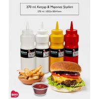 BO2074 Ketçap & Mayonez Şişe Kapaklı 270 ml Kırmızı- 5'Lİ SET