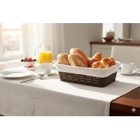 Bora Plastik Hasır Desenli Ekmek Sepeti Köşeli No:1 - Bezli BO672