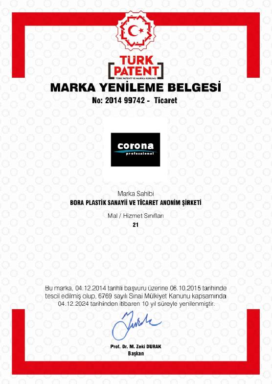 CORONA MARKA TESCİL BELGESİ